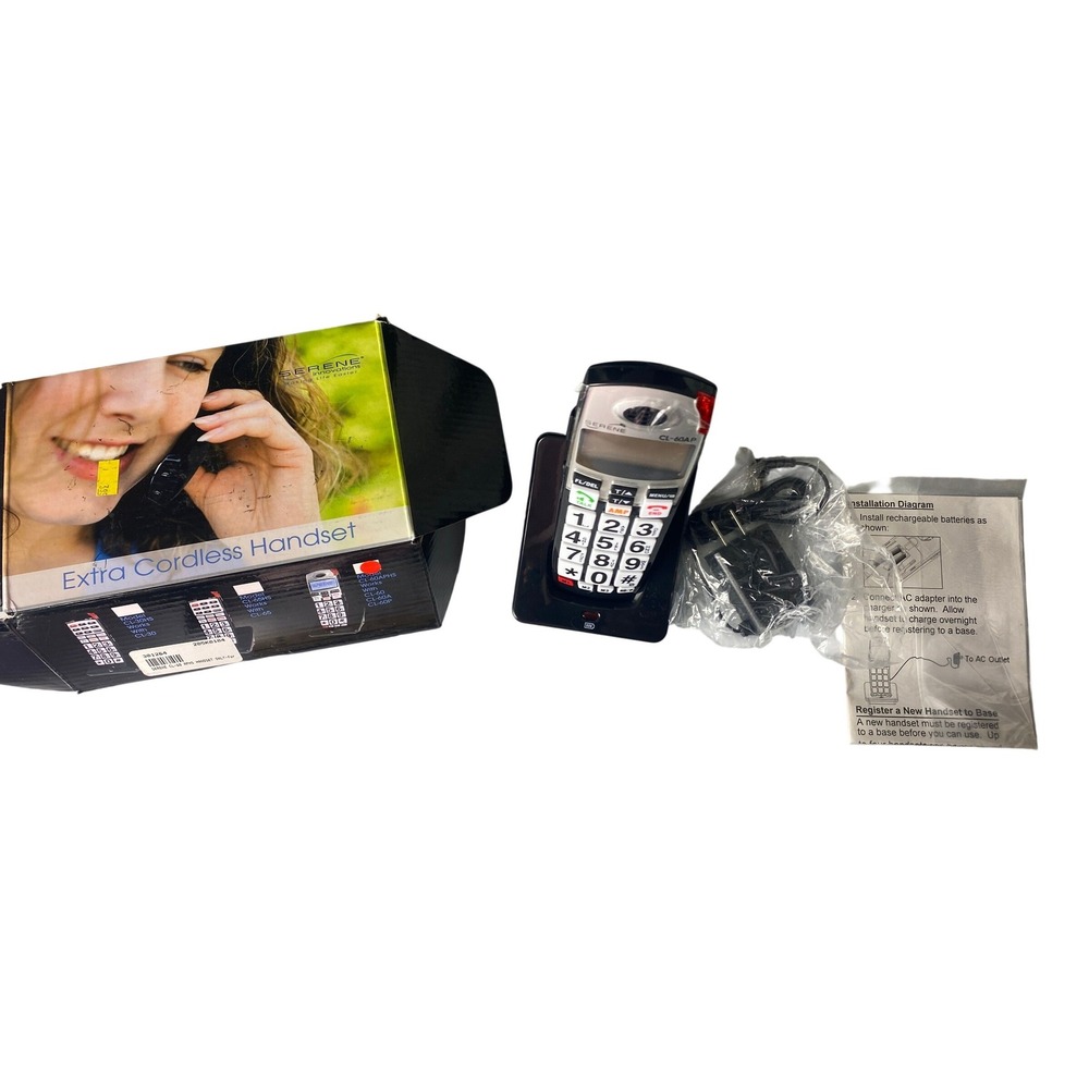 Serene CL-60AP Extra‎ Cordless Handset Amplified Phone Charger Base Box Manual